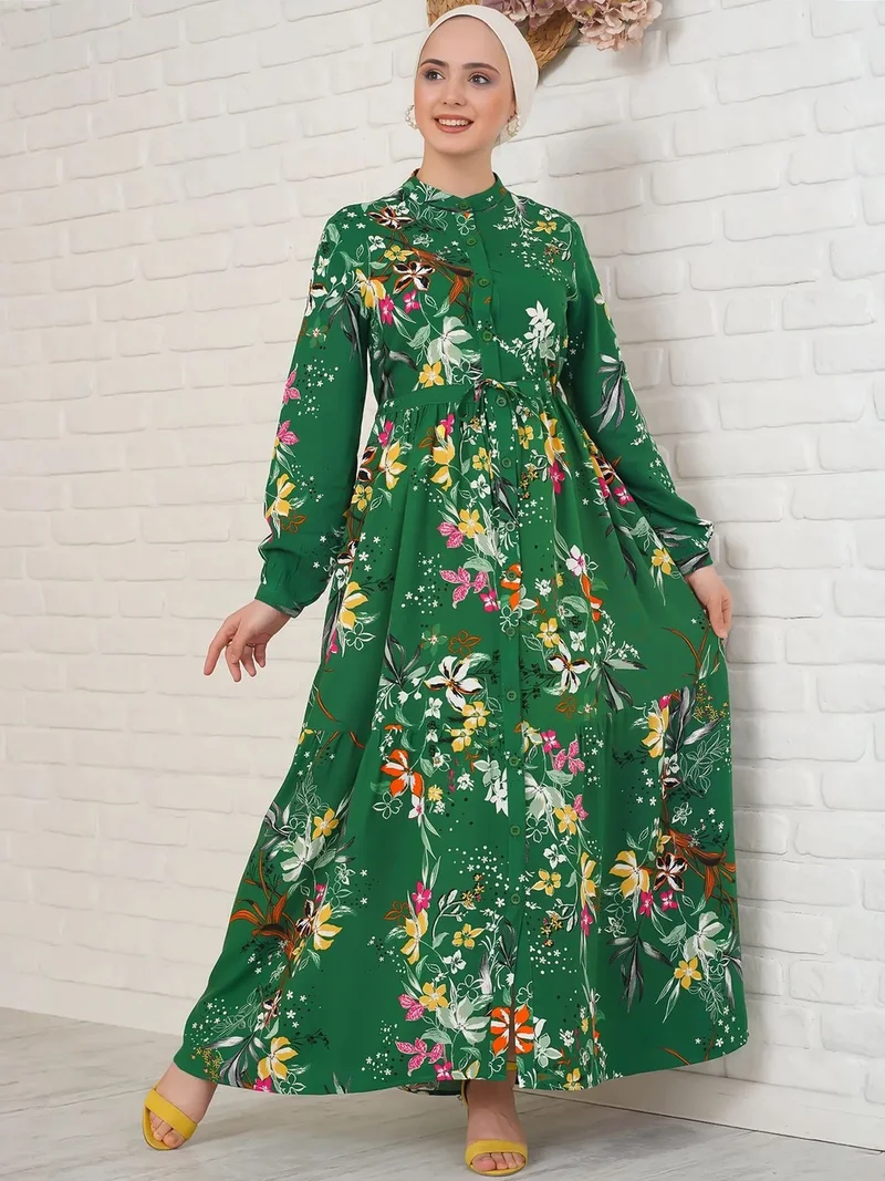 بيغ دارت BDART Maxi Dress with Patterned and Button Closure